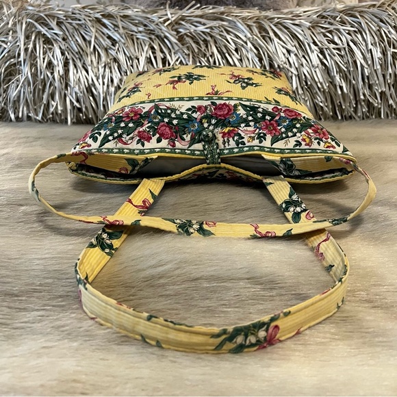 Vintage VERA BRADLEY Hope 2002 Medium Button Tote Yellow Pink Green Floral Y2K - Picture 7 of 12